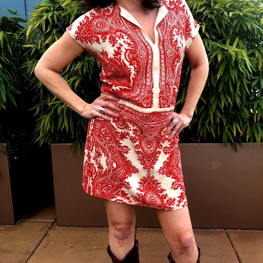 Madewell silk red paisley tunic dress